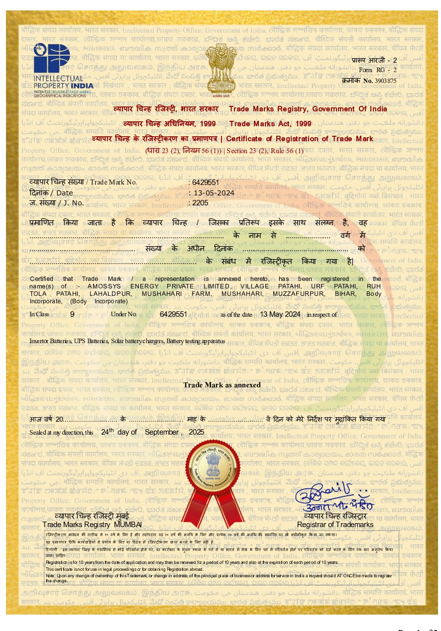 Ligen Power Registered Certificate